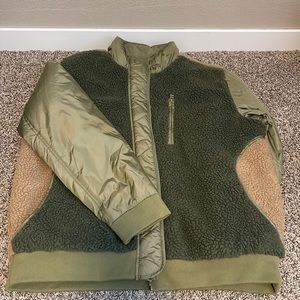 Womens mixed material bomber